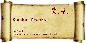 Kender Aranka névjegykártya